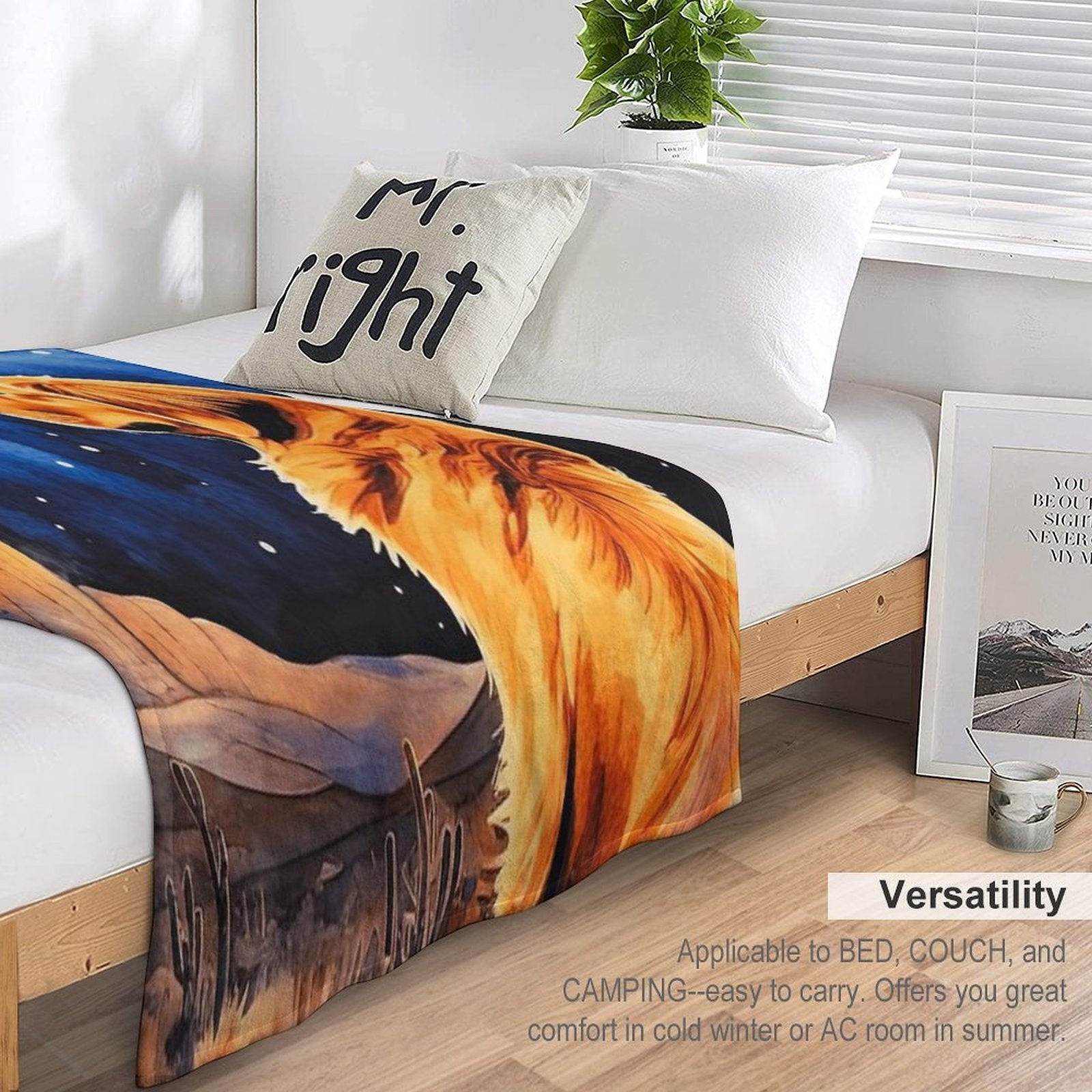 Golden Retriever In The Desert At Night Quick-dry Throw Blanket