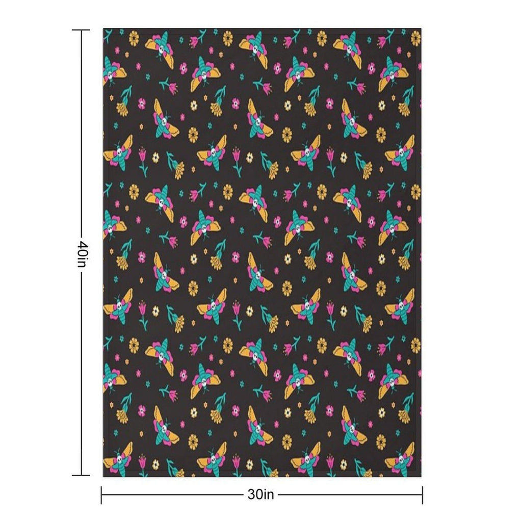 Death's Head Butterflies And Flowers Multi-functional Throw Blanket