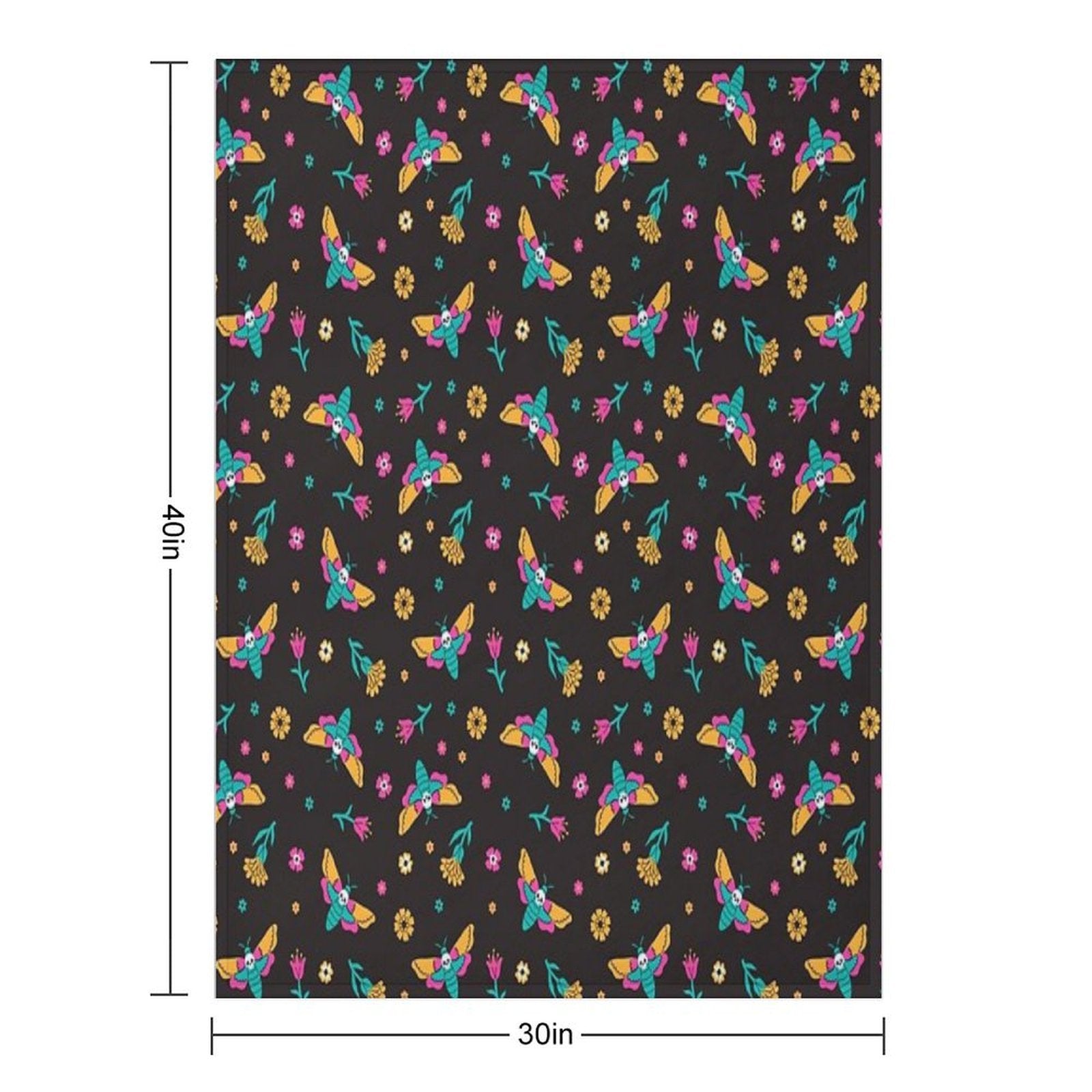 Death's Head Butterflies And Flowers Multi-functional Throw Blanket