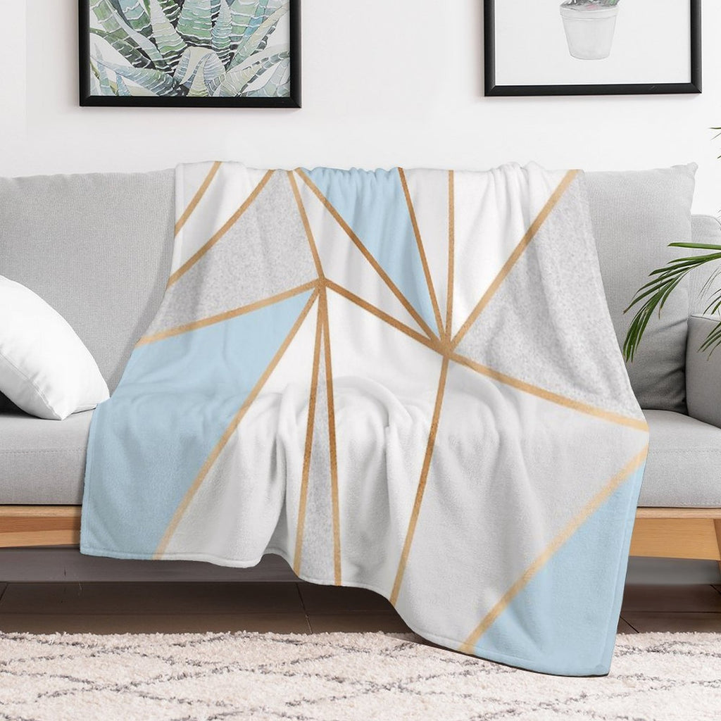 Blue, Grey & Gold Geo Eco-conscious Throw Blanket