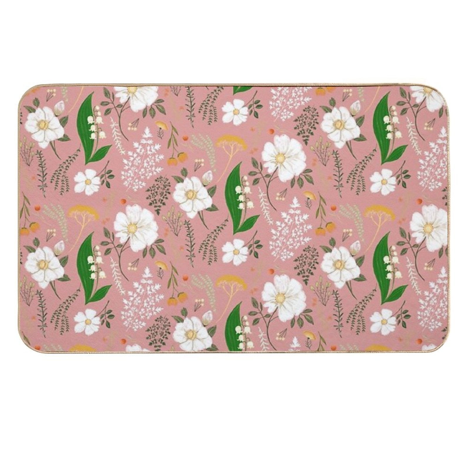 Garden Florals on Soft Pink.  Toxin-Free Bath Mat