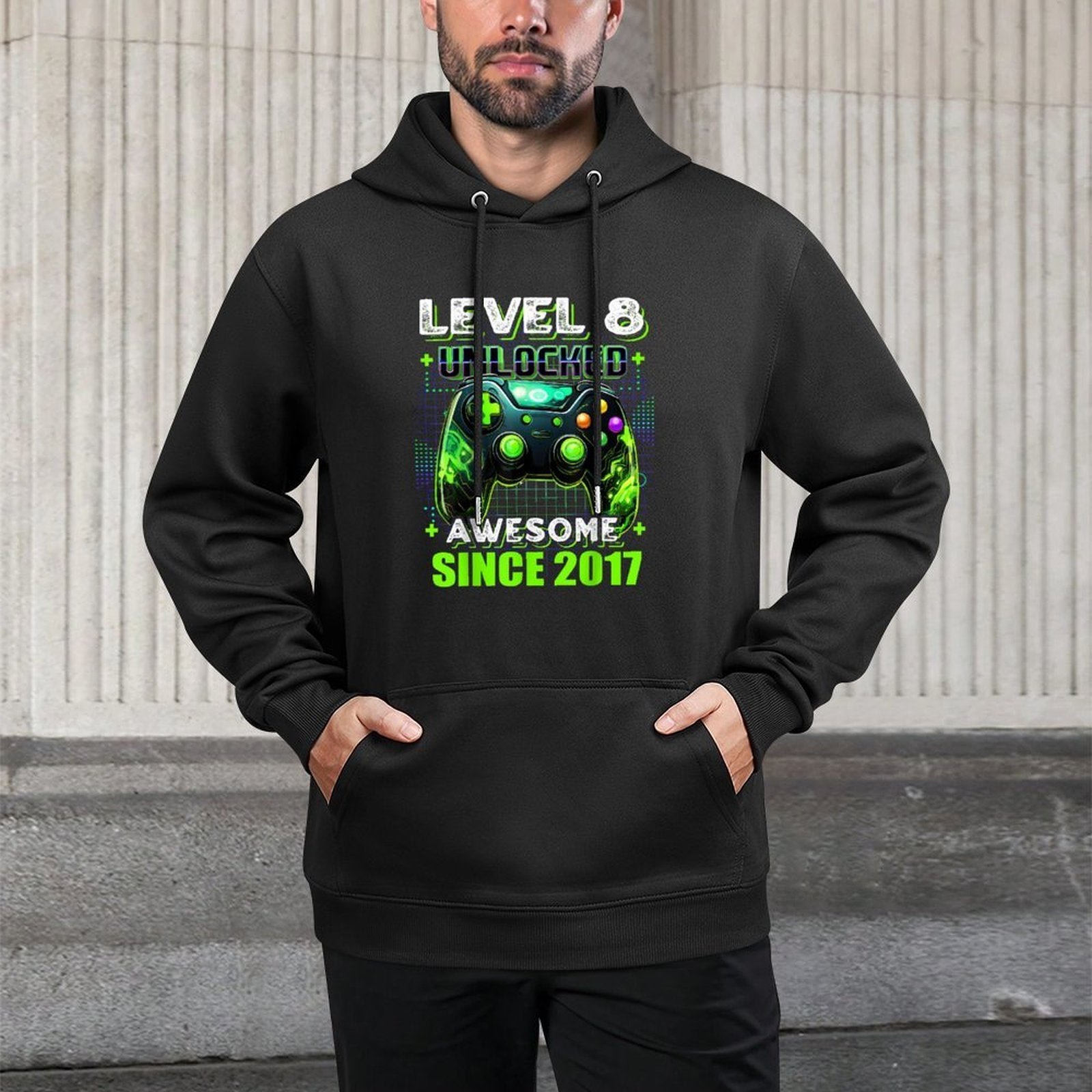 8th Birthday Boy Level 8 Gamer 8 Year Video Game Party Easy Care Hoodie