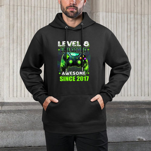 8th Birthday Boy Level 8 Gamer 8 Year Video Game Party Easy Care Hoodie