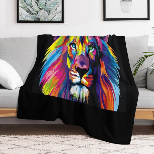 Banksy Rainbow Lion Graffiti Pop Art Painting Wrinkle-free Throw Blanket