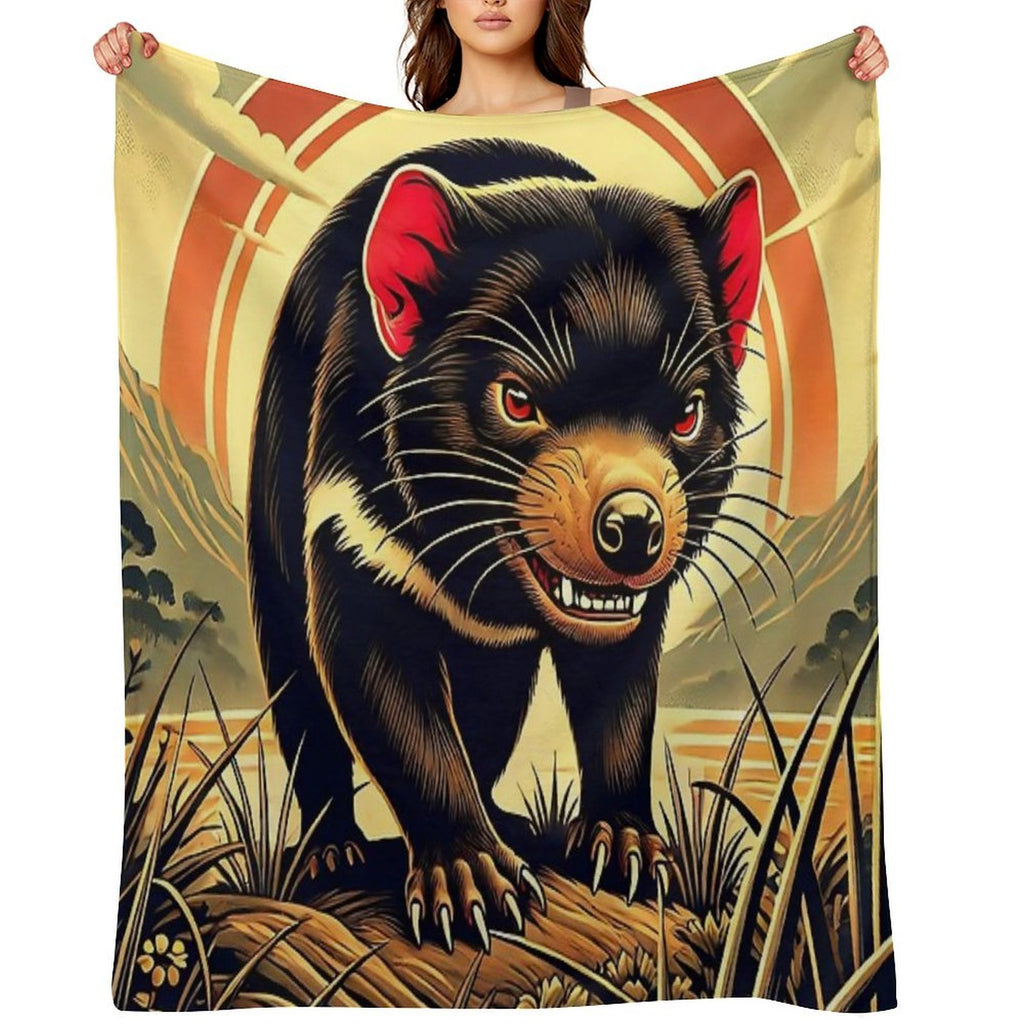 Tasmanian Devil  Tasmanian Devil Lovers Sustainable Throw Blanket