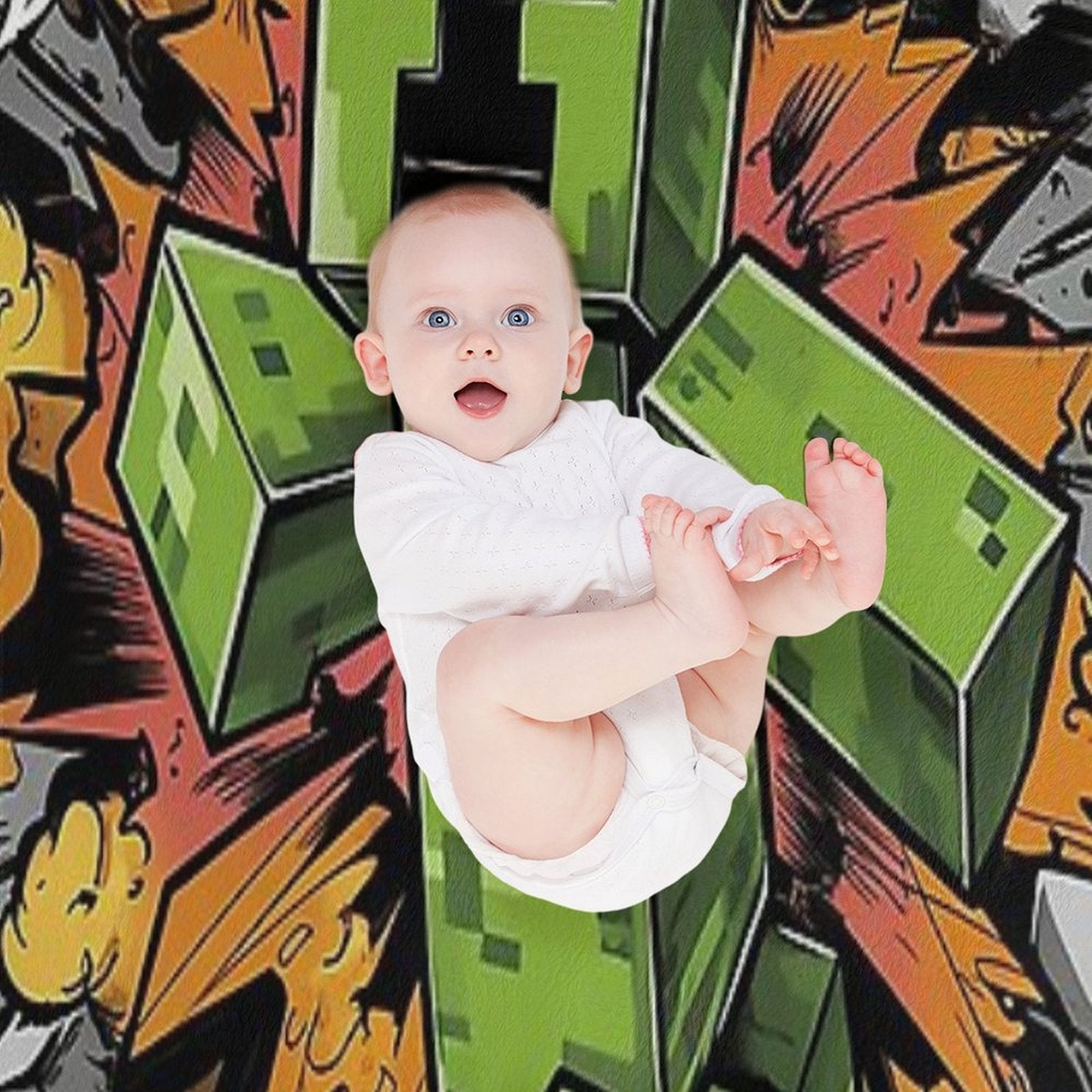 Creeper Explosion Sustainable Throw Blanket
