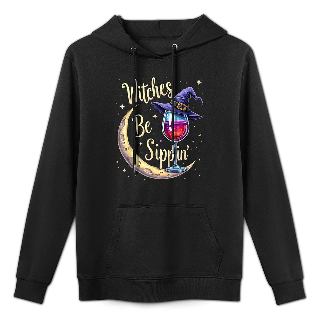 Witches Be Sippin’ Halloween Witch Wine Lover Humor Pilling-Resistant Hoodie