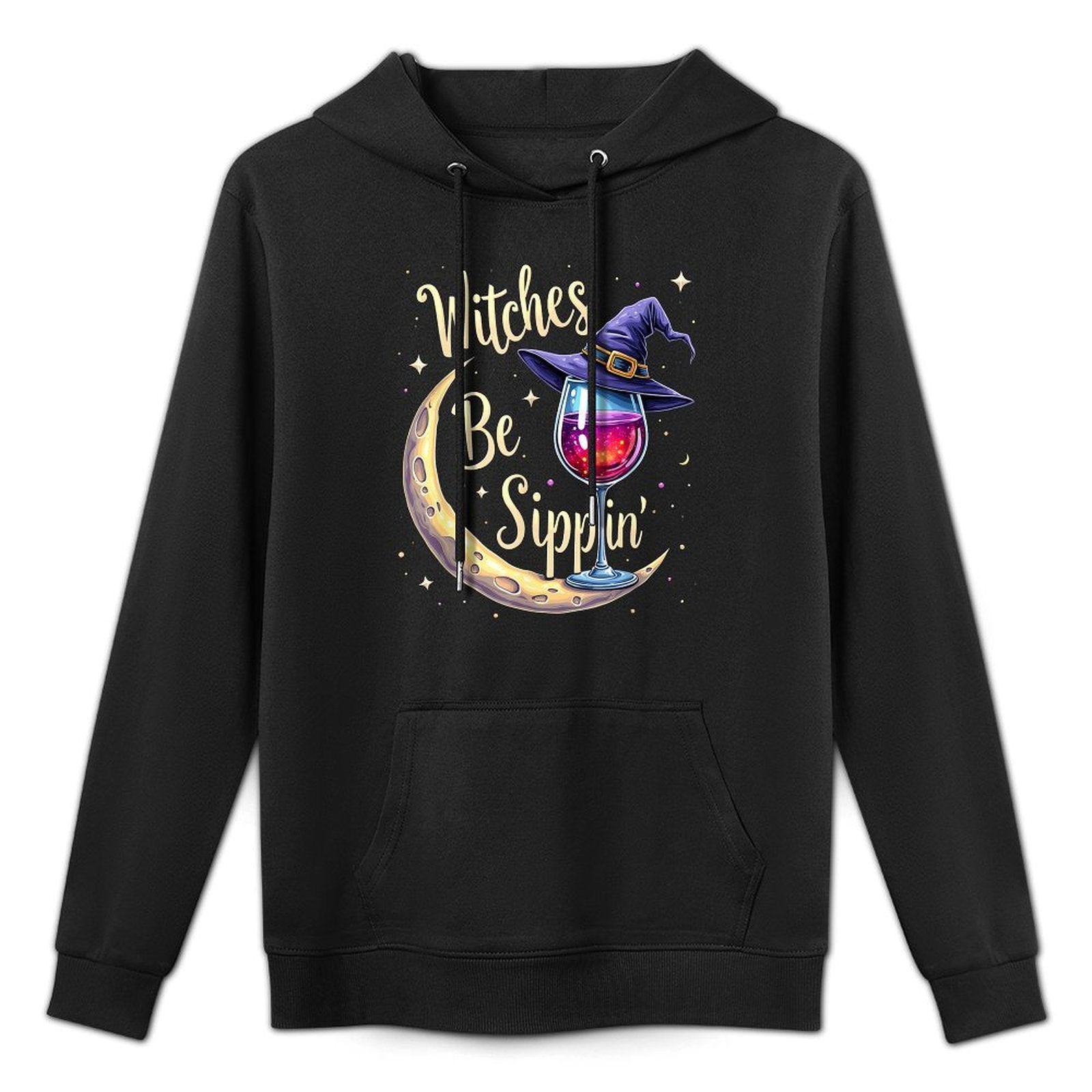 Witches Be Sippin’ Halloween Witch Wine Lover Humor Pilling-Resistant Hoodie