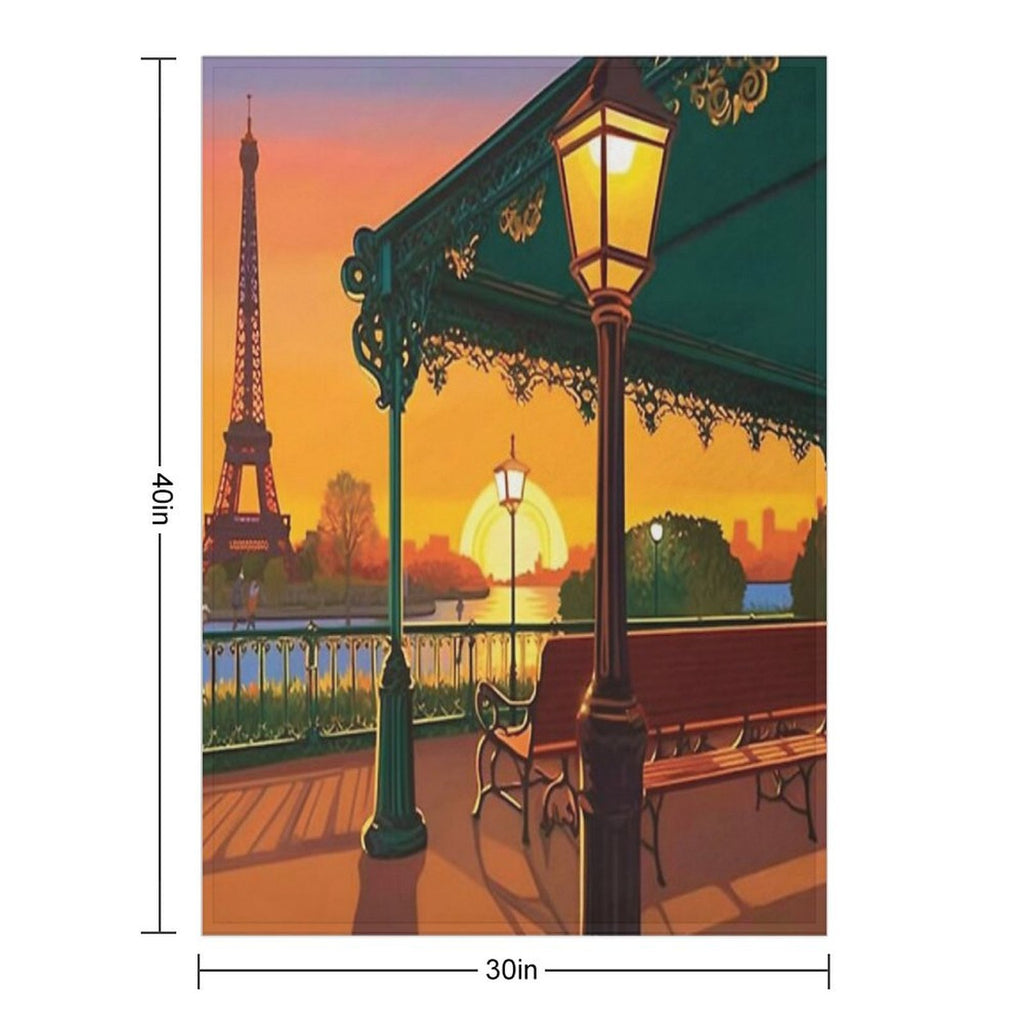 Sunset in Paris City Wrinkle-free Throw Blanket