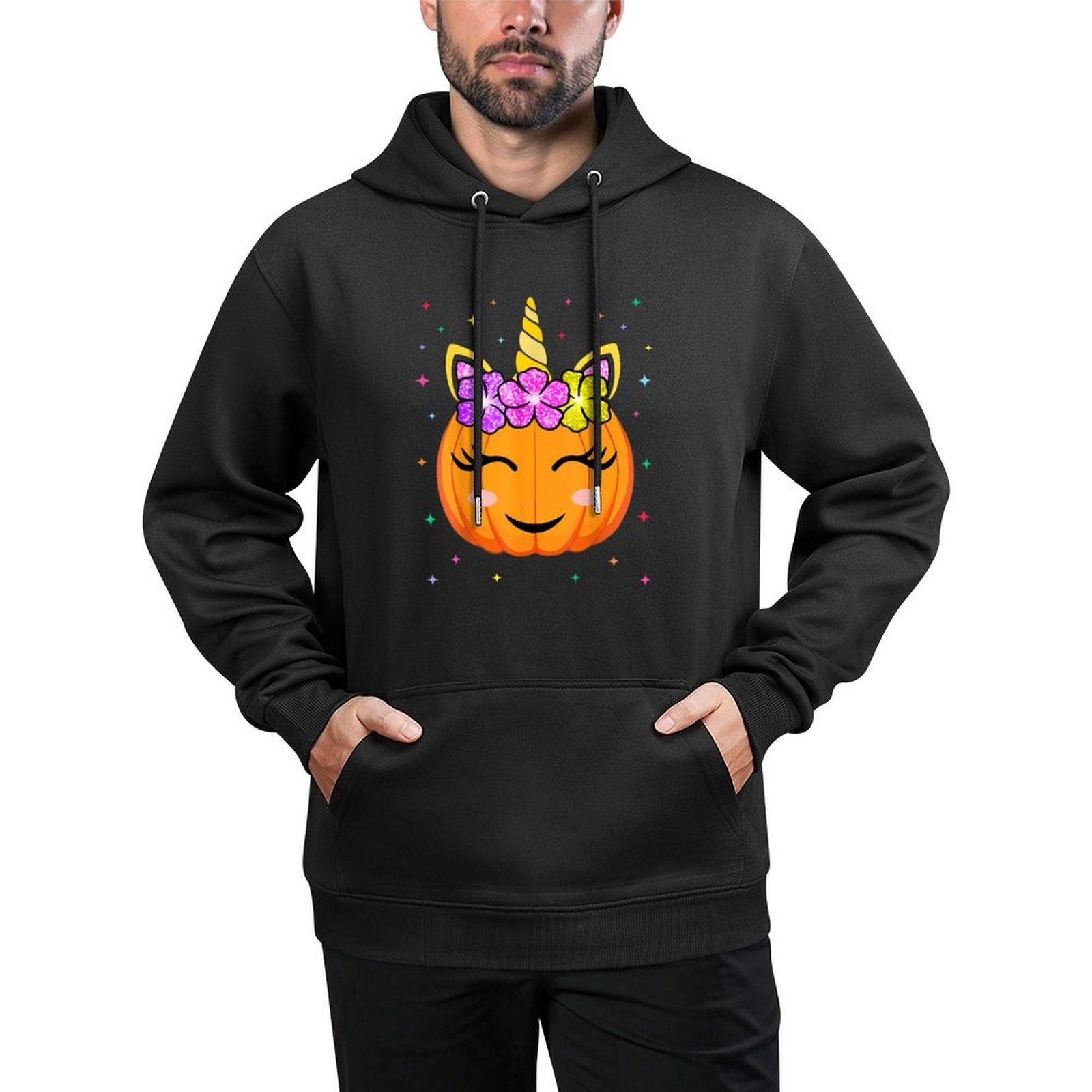Cute Unicorn Pumpkin Girls Kids Funny Halloween Costume Machine Washable Hoodie