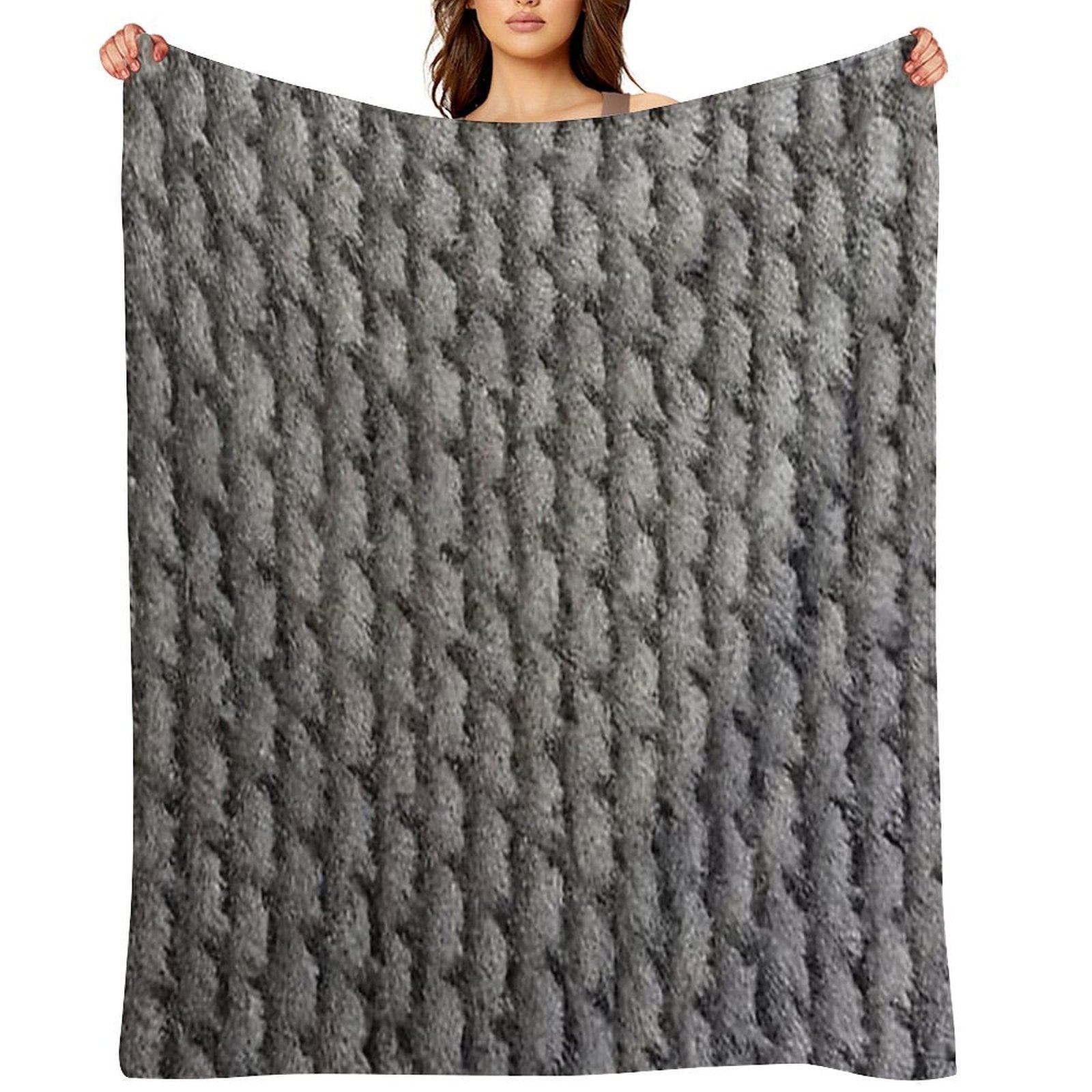 Tiny Gray Basketweave Pattern Quick-dry Throw Blanket