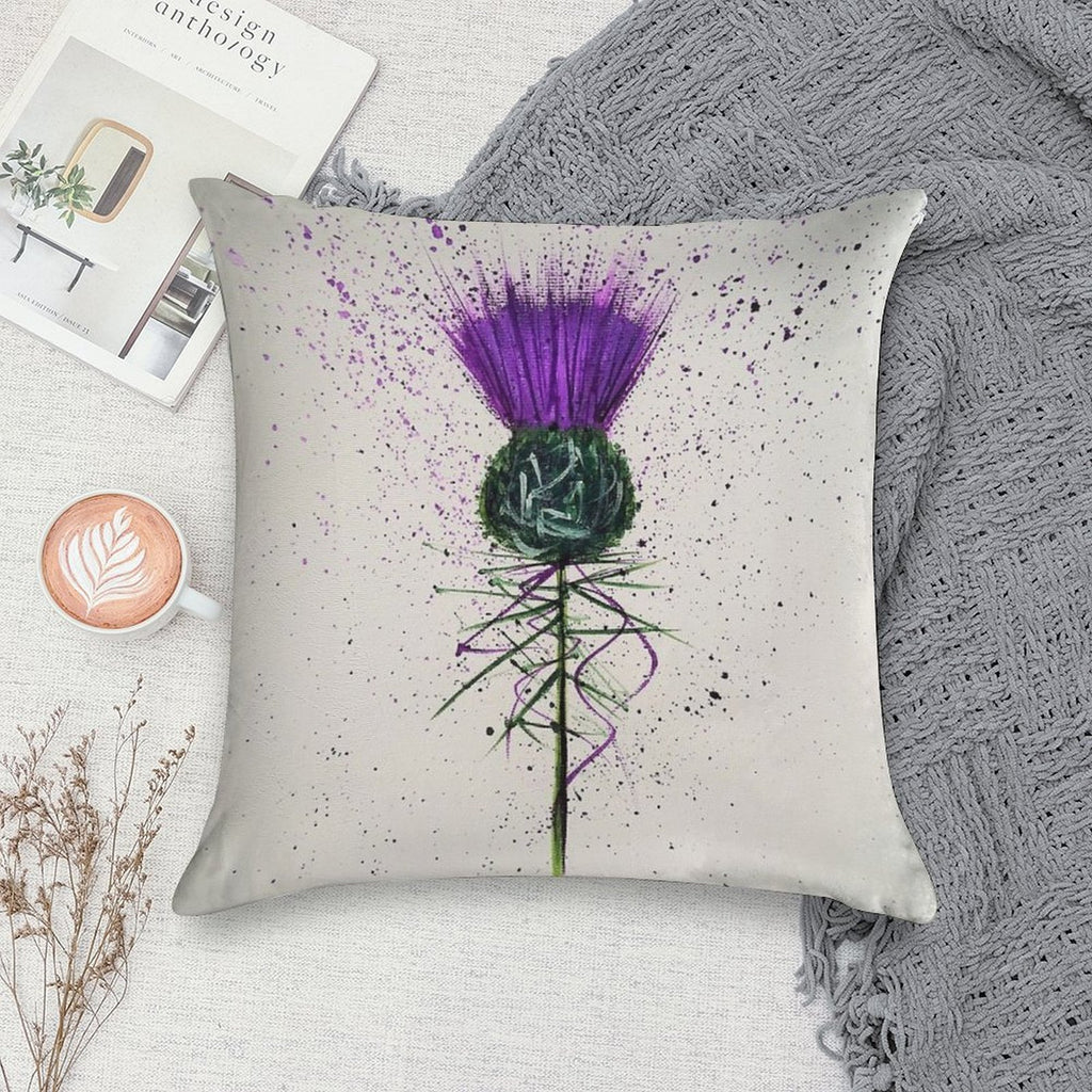 Purple Thistle Elegant Style Soft Reinforced Edging Throw Pillow