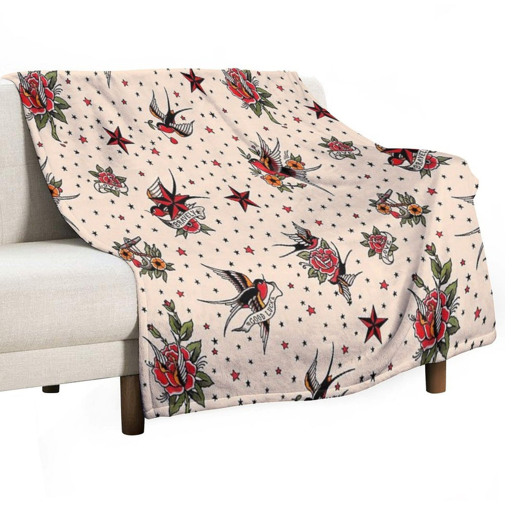 Tattoo Flash Machine-washable Throw Blanket