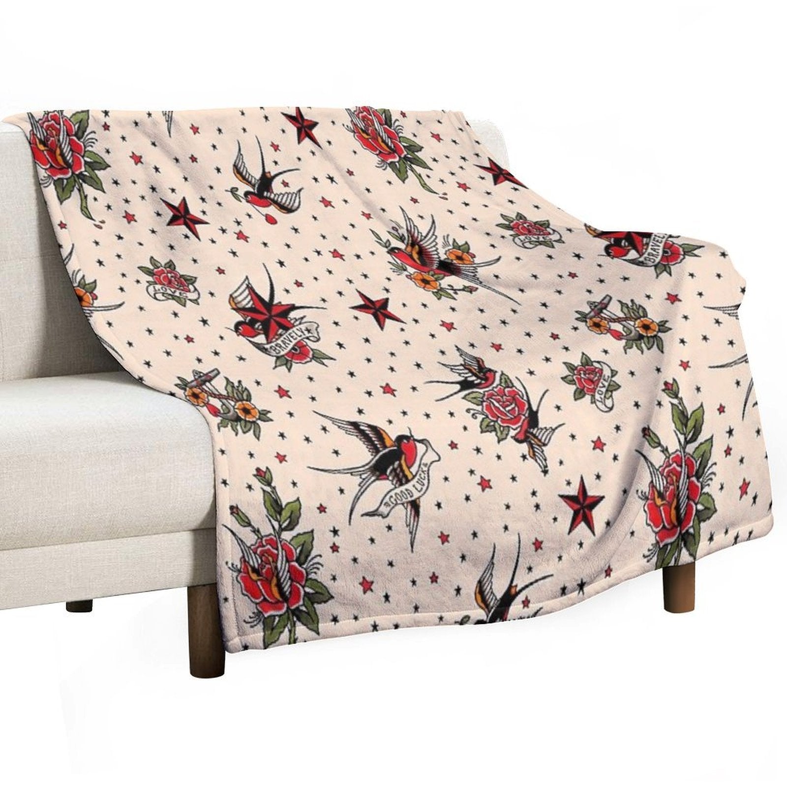 Tattoo Flash Machine-washable Throw Blanket