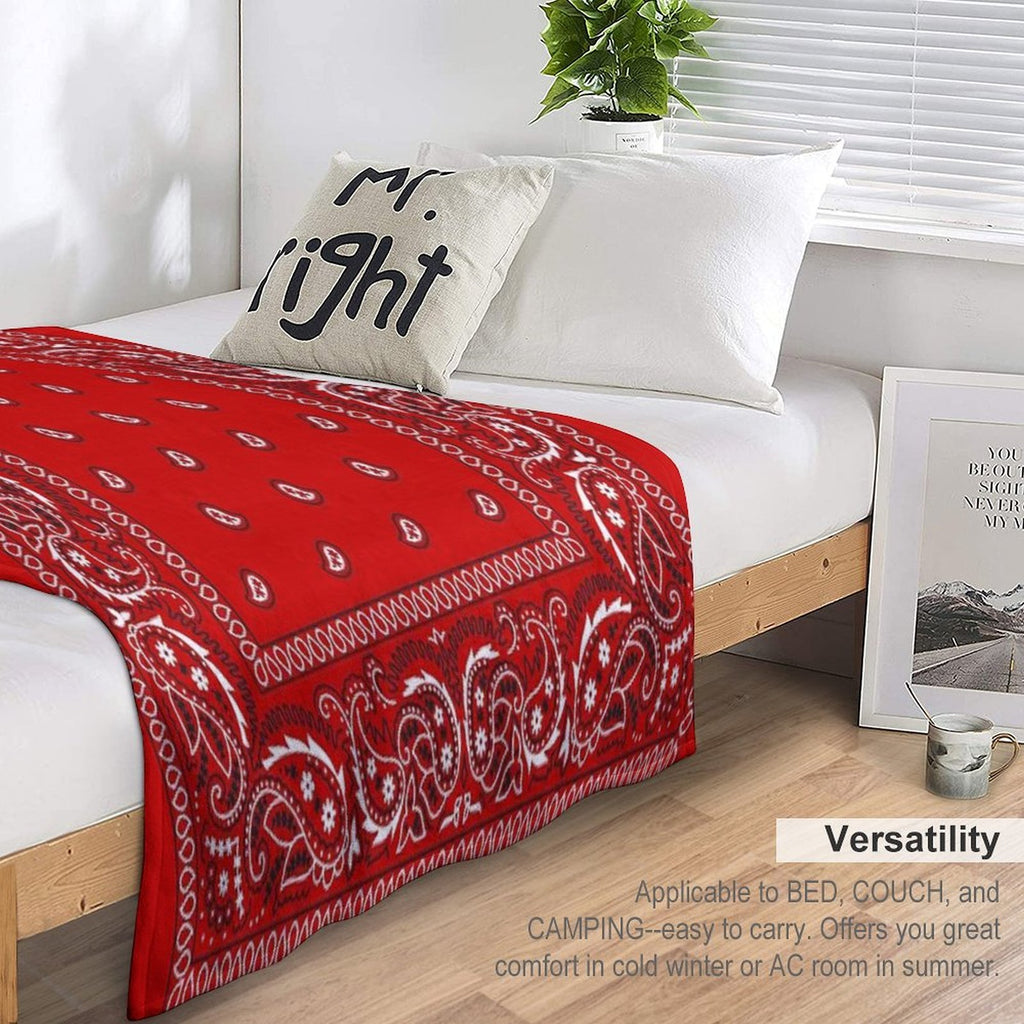 Bandana - Red Plush Throw Blanket