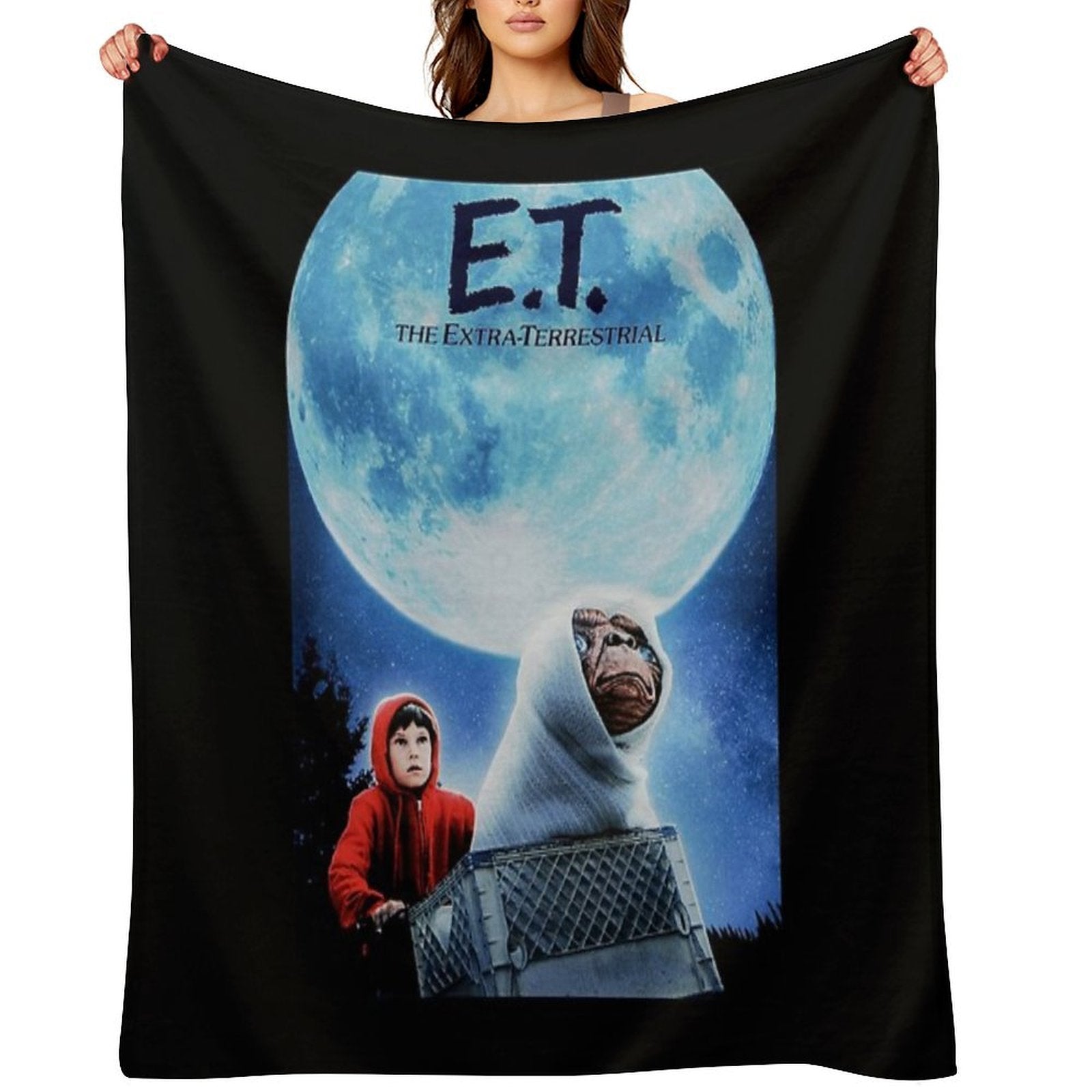 E.T. The Extra Terrestrial (1982) Movie Classic . Premium Throw Blanket