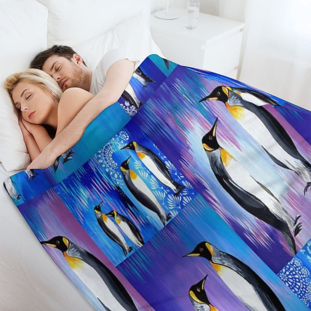 Penguin Collage Sustainable Throw Blanket