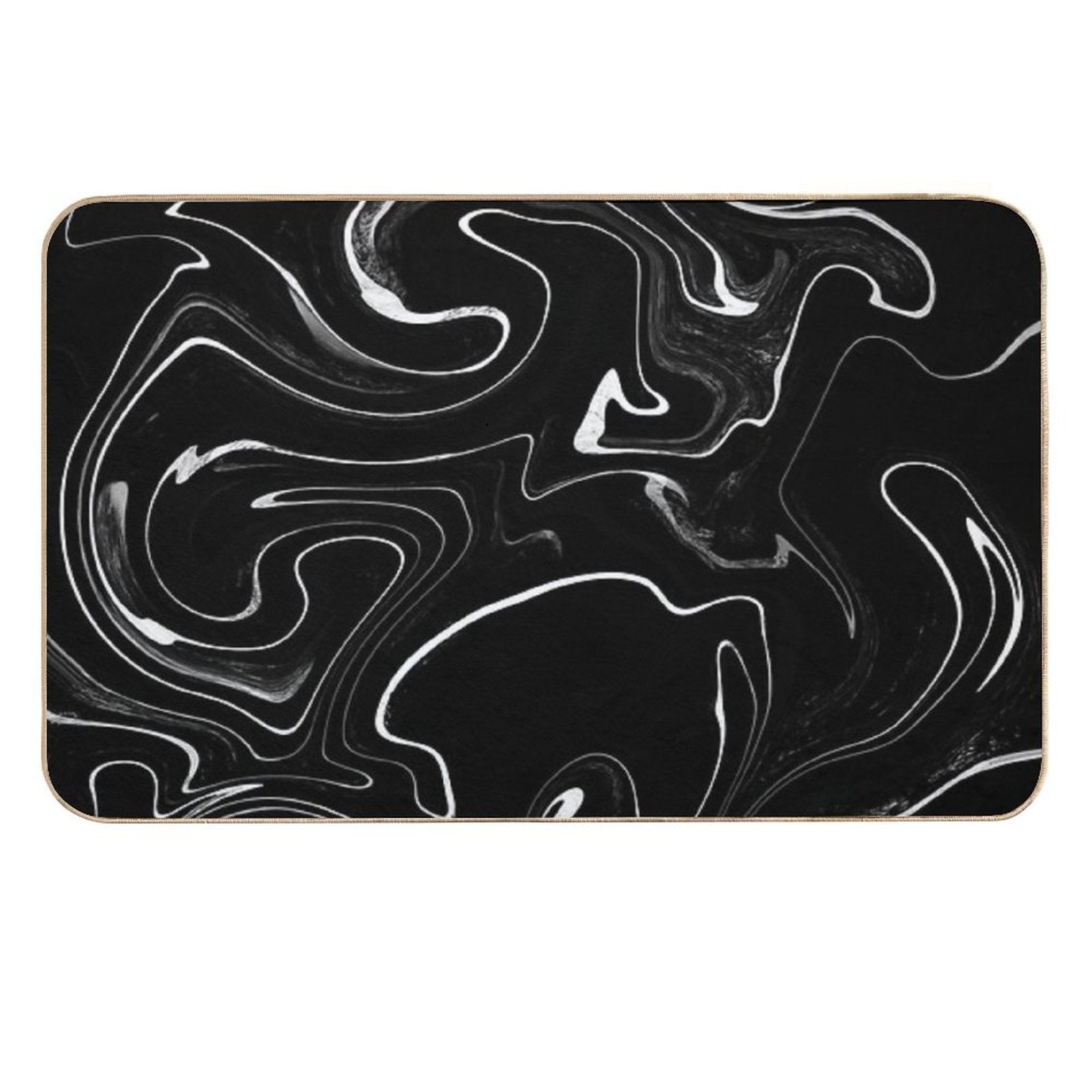 Marble Liquid Black Texture  Non-Slip Bath Mat