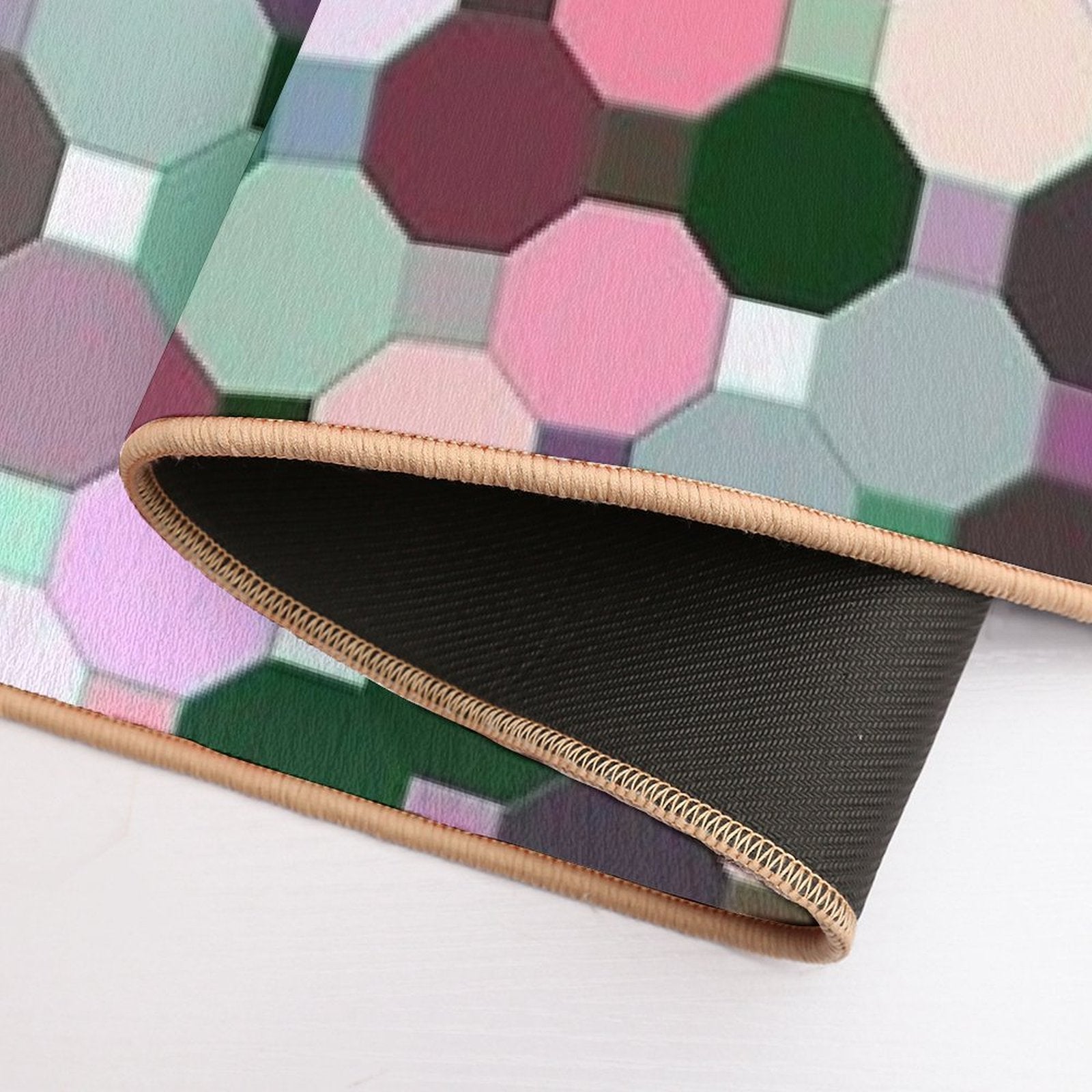 Abstract Green, Pink, Purple And White Octagons  Versatile Bath Mat