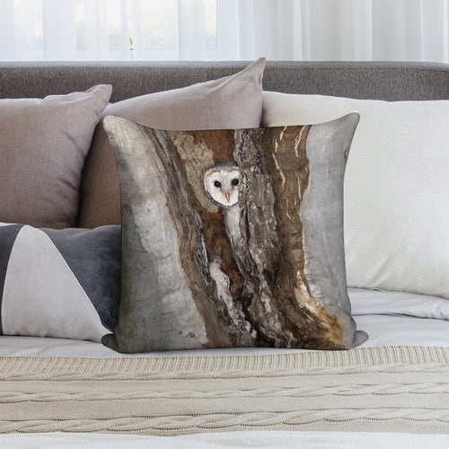 Barn Owl Peekaboo Soft Hidden Zipper Throw Pillow