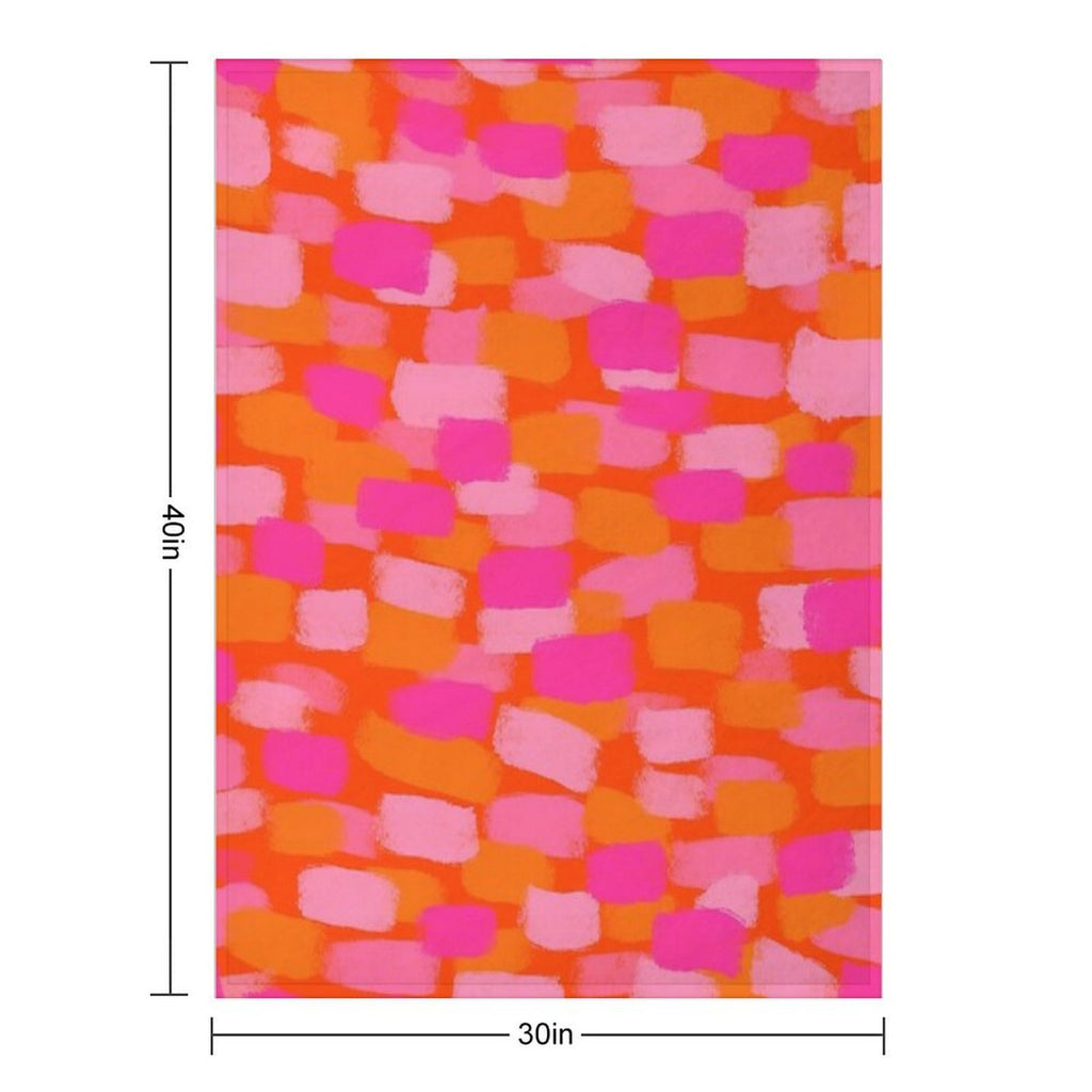 Abstract, Pink And Orange, Paint Brush Effect Lightweight Throw Blanket