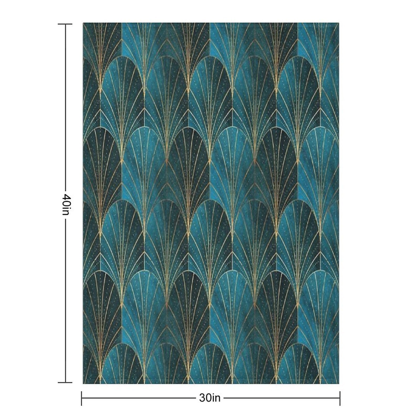 Art Deco Waterfalls  Textured Teal Compact Throw Blanket