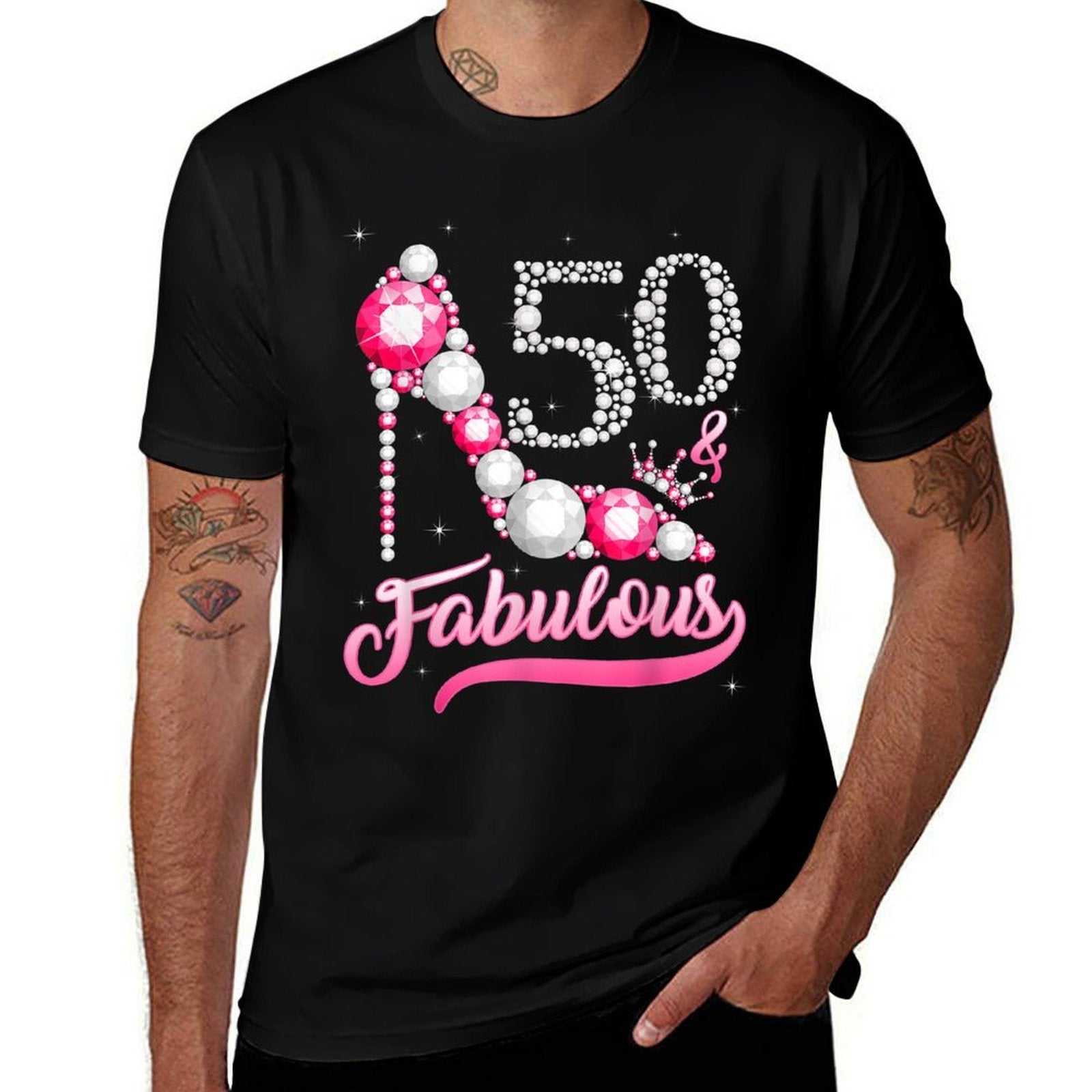 50 And Fabulous 50th Birthday Diamond  Tagless Design T-Shirt