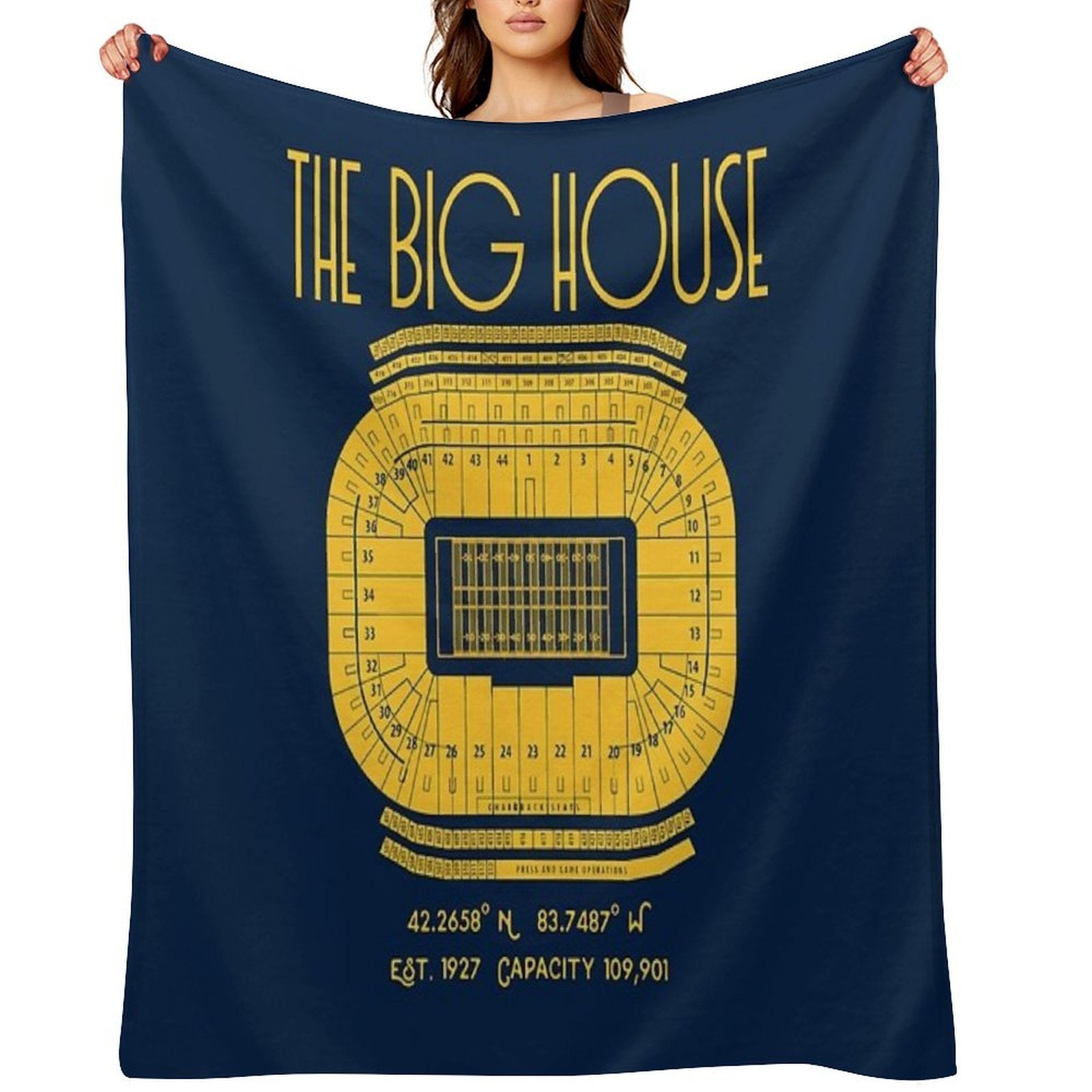 Michigan Football Big House Stadium Poster Print Shrink-resistant Throw Blanket