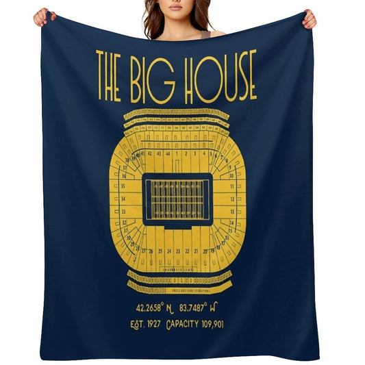 Michigan Football Big House Stadium Poster Print Shrink-resistant Throw Blanket