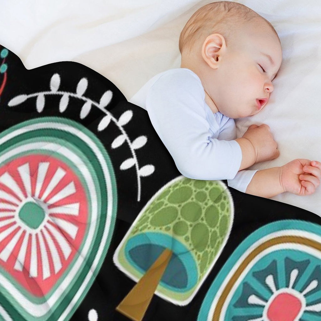 Colorful Mid Century Modern Mushrooms  Large Scale Gift-ready Throw Blanket