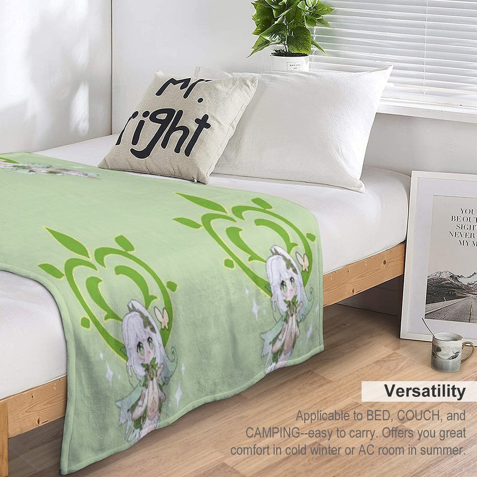Dendro Archon. Genshin Impact. Nahida Travel-friendly Throw Blanket
