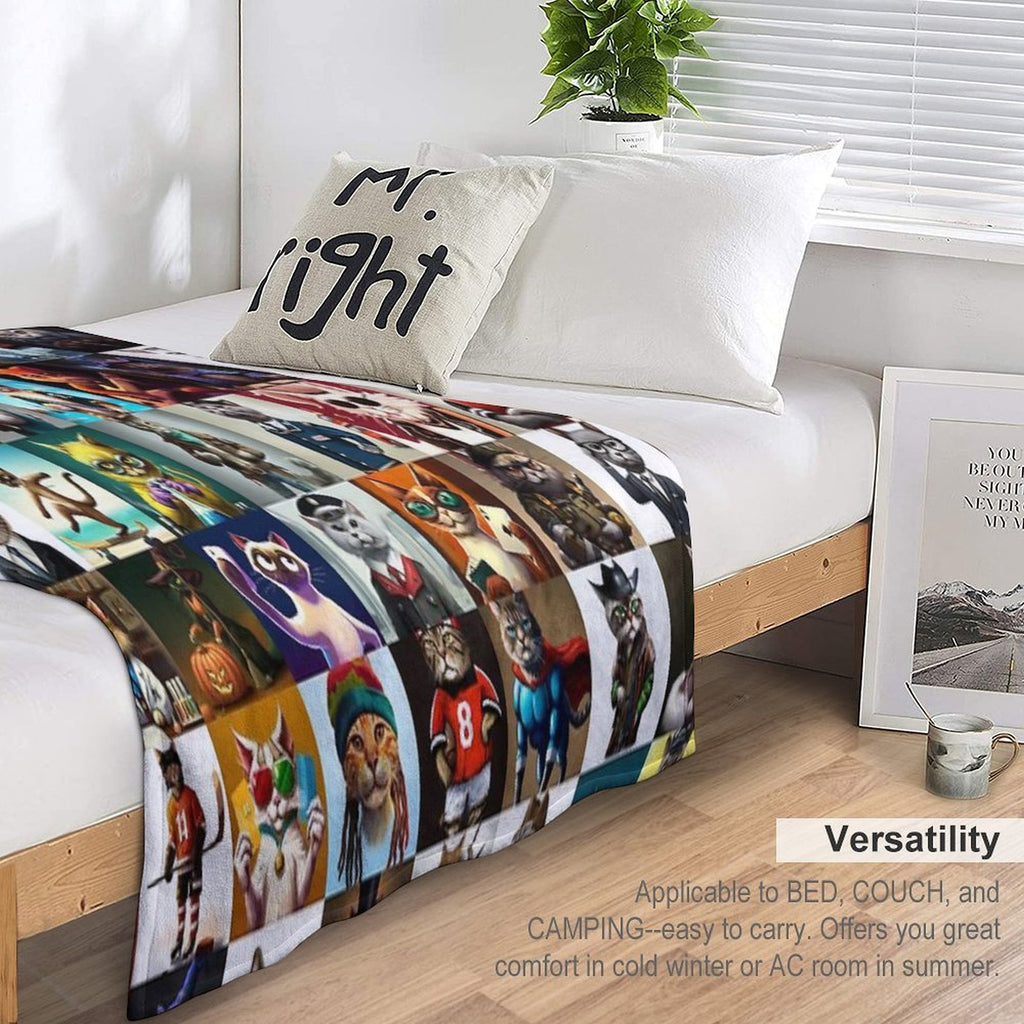 Cat Crazy Collection Puzzle Plush Throw Blanket