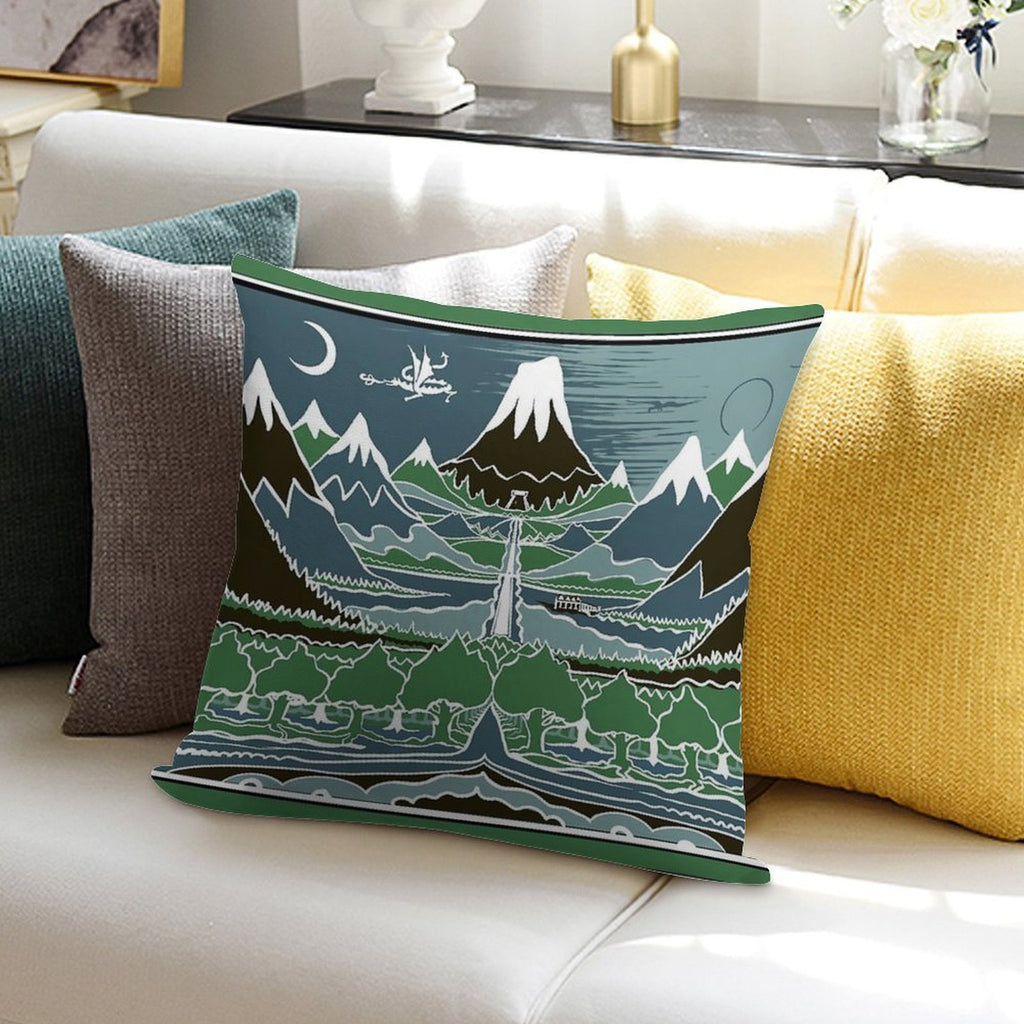 Forest Mountain Path in The Style of J.R.R.Tolkien Soft Ultra-Soft Texture Throw Pillow