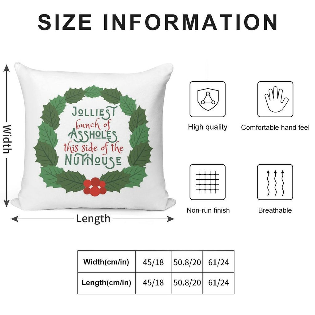 Jolliest Bunch of A-holes This Side of The Nuthouse - National Lampoon's Christmas Vacation in Wreath Soft Washable Throw Pillow