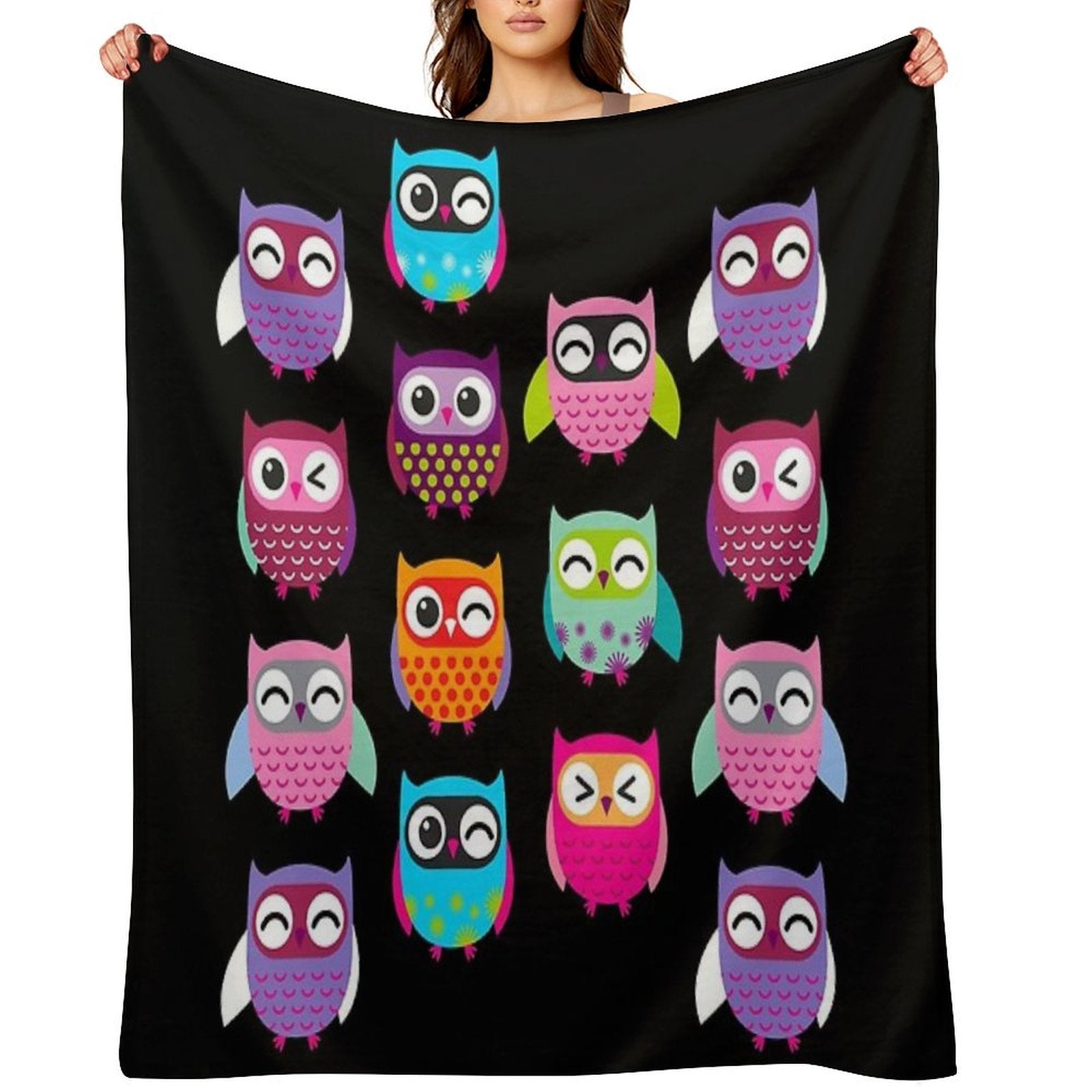 Cute Colorful Owls Versatility Throw Blanket