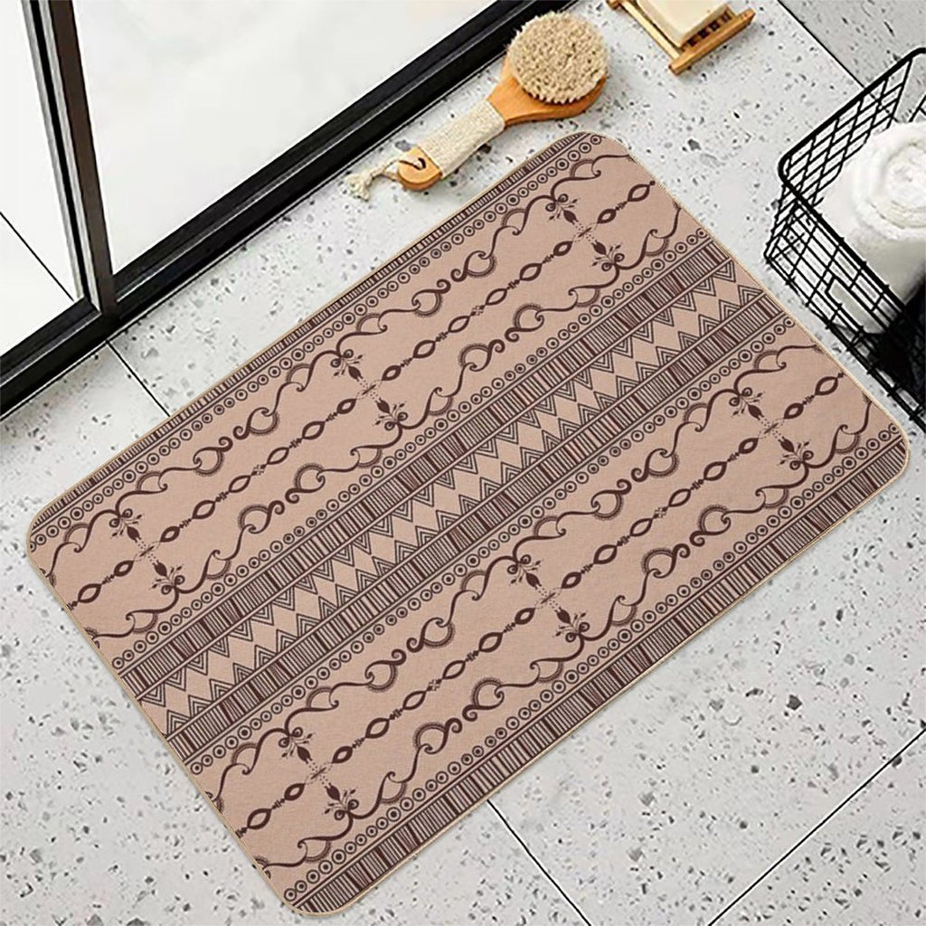 Regular Tan Neutral Egyptian Pattern  Pet-Safe Bath Mat