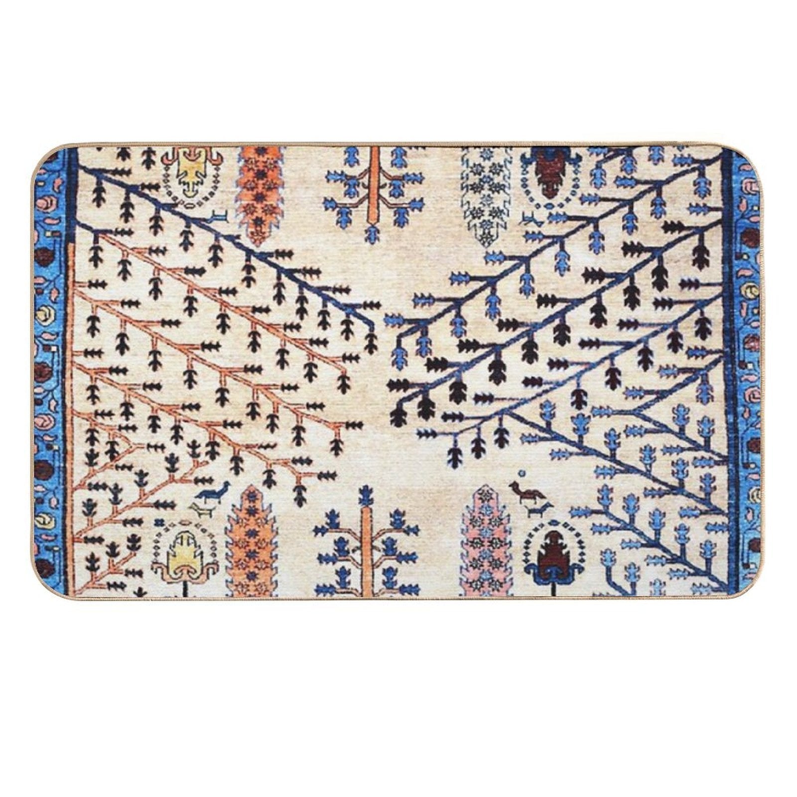 Floral Garden Persian Rug Print  Easy Maintenance Bath Mat