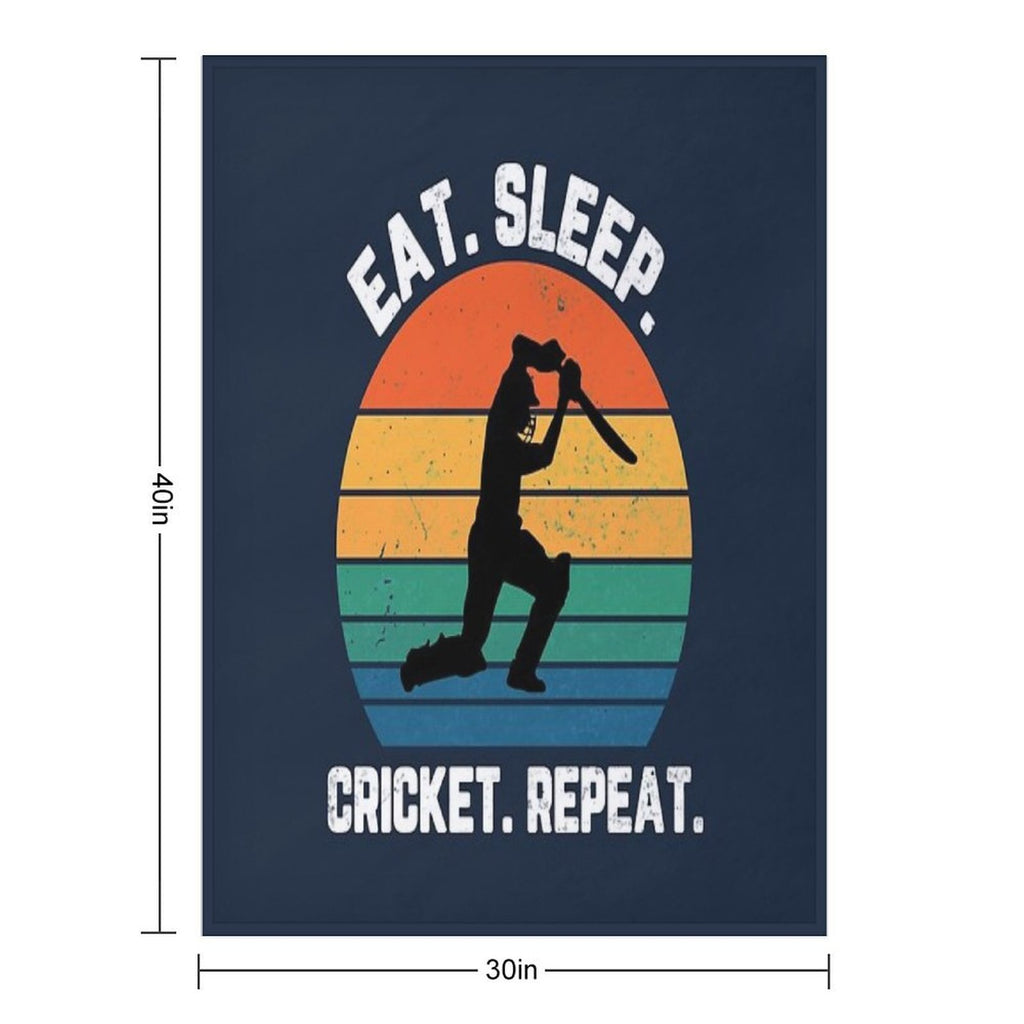 Eat Sleep Cricket Repeat Sunset White Text Premium Throw Blanket