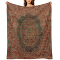 Bohemian Medallion I  15th Century Old Distressed Red Green Colorful Ornate Accent Rug Pattern Eco-conscious Throw Blanket