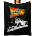 Back to The Future - DeLorean Fire Tracks White Stencil Fan Art Sustainable Throw Blanket