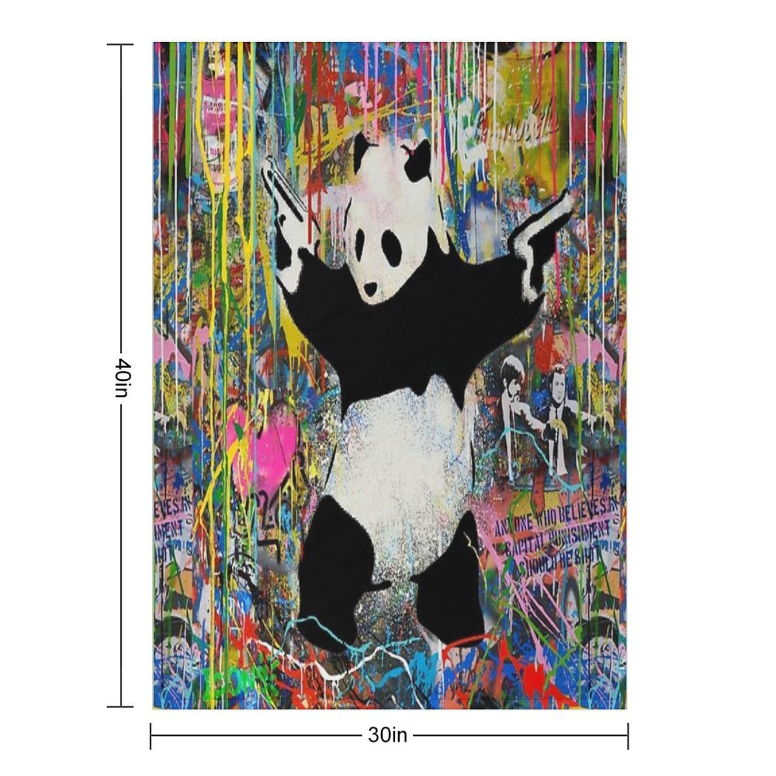 Panda With Guns Stick Em Up - Pop Street Art Banksy Lightweight Throw Blanket