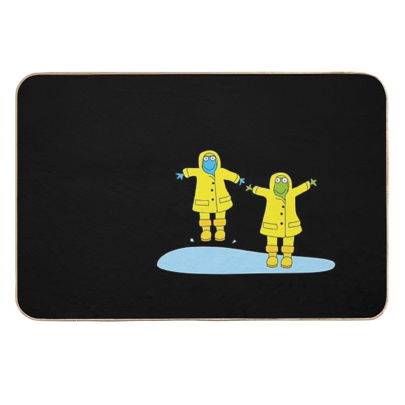 Frogs Splashing in The Rain  Fade-Resistant Bath Mat