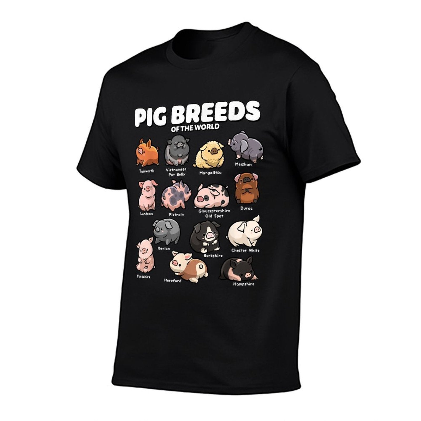 Cute Pig Breeds of The World Funny Farm Animal Lovers  Soft T-Shirt