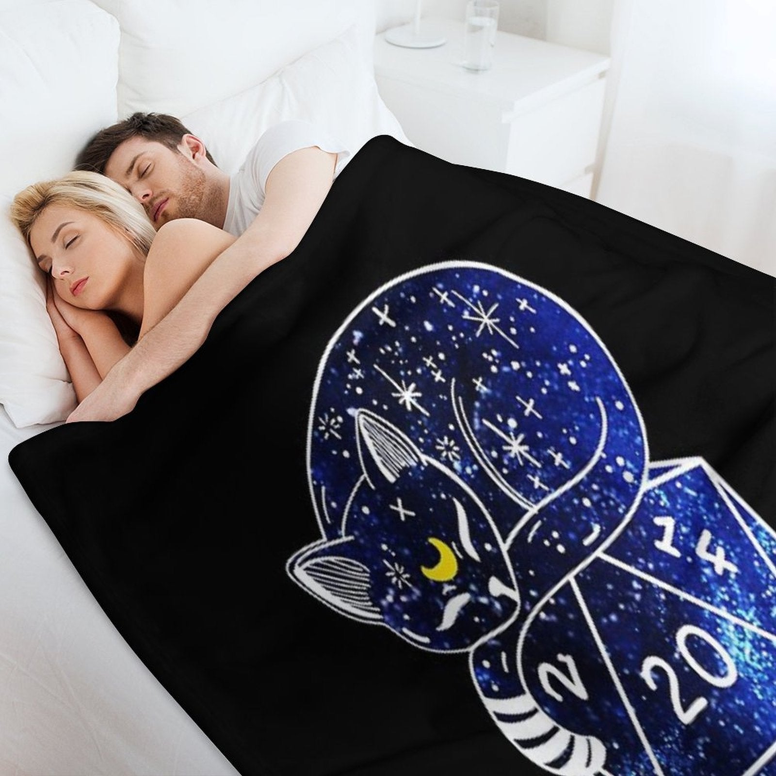 D20 CAT Starry Dnd Dice Compact Throw Blanket