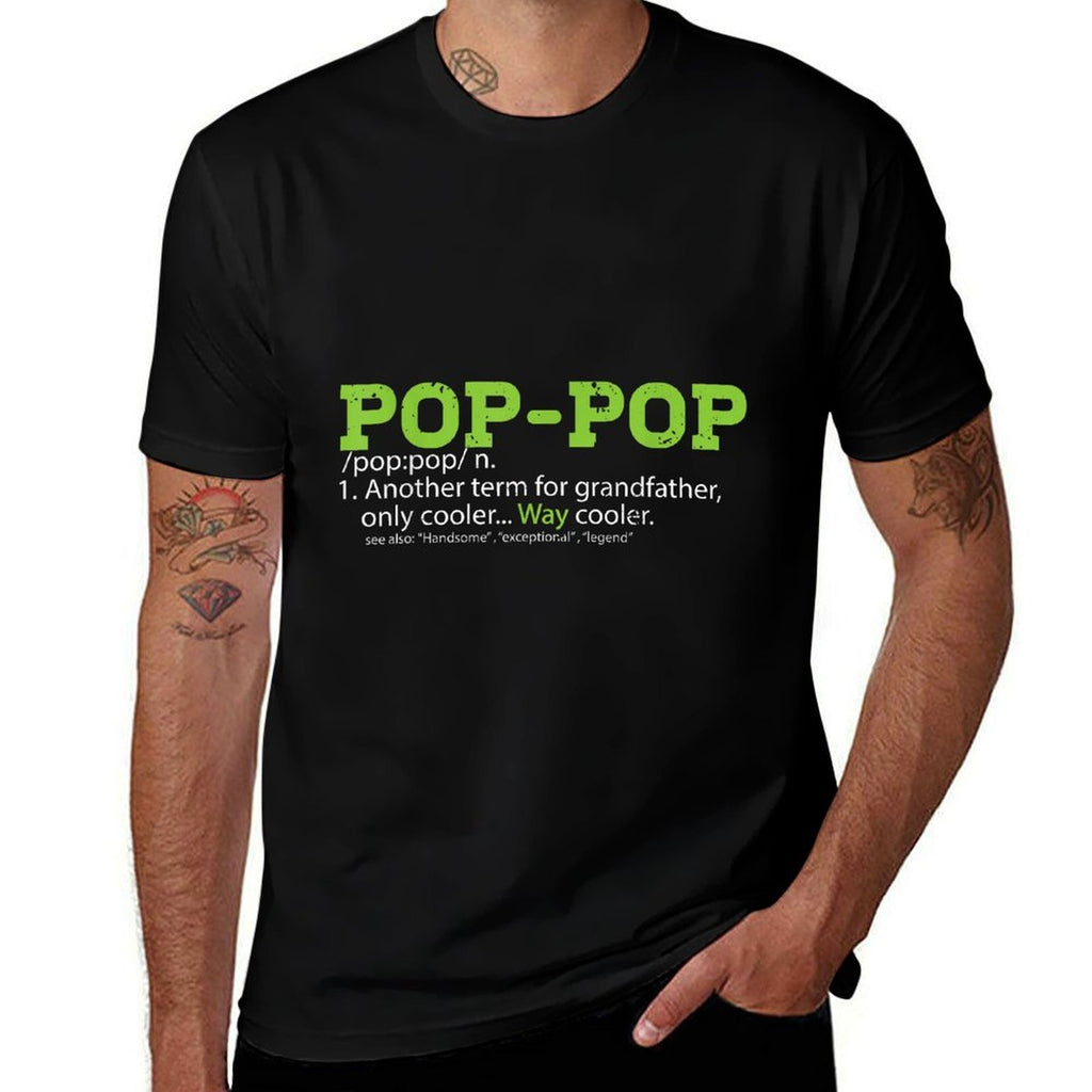 Pops for Grandpa, Pop-Pop Definition Cool Dad Gift  Ribbed Collar T-Shirt