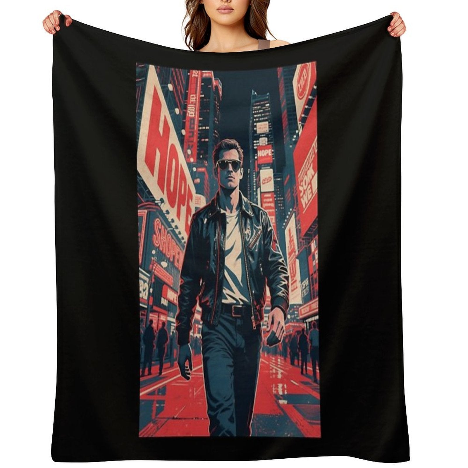 Times Square Rebel – Retro Street Style 80s Quick-dry Throw Blanket