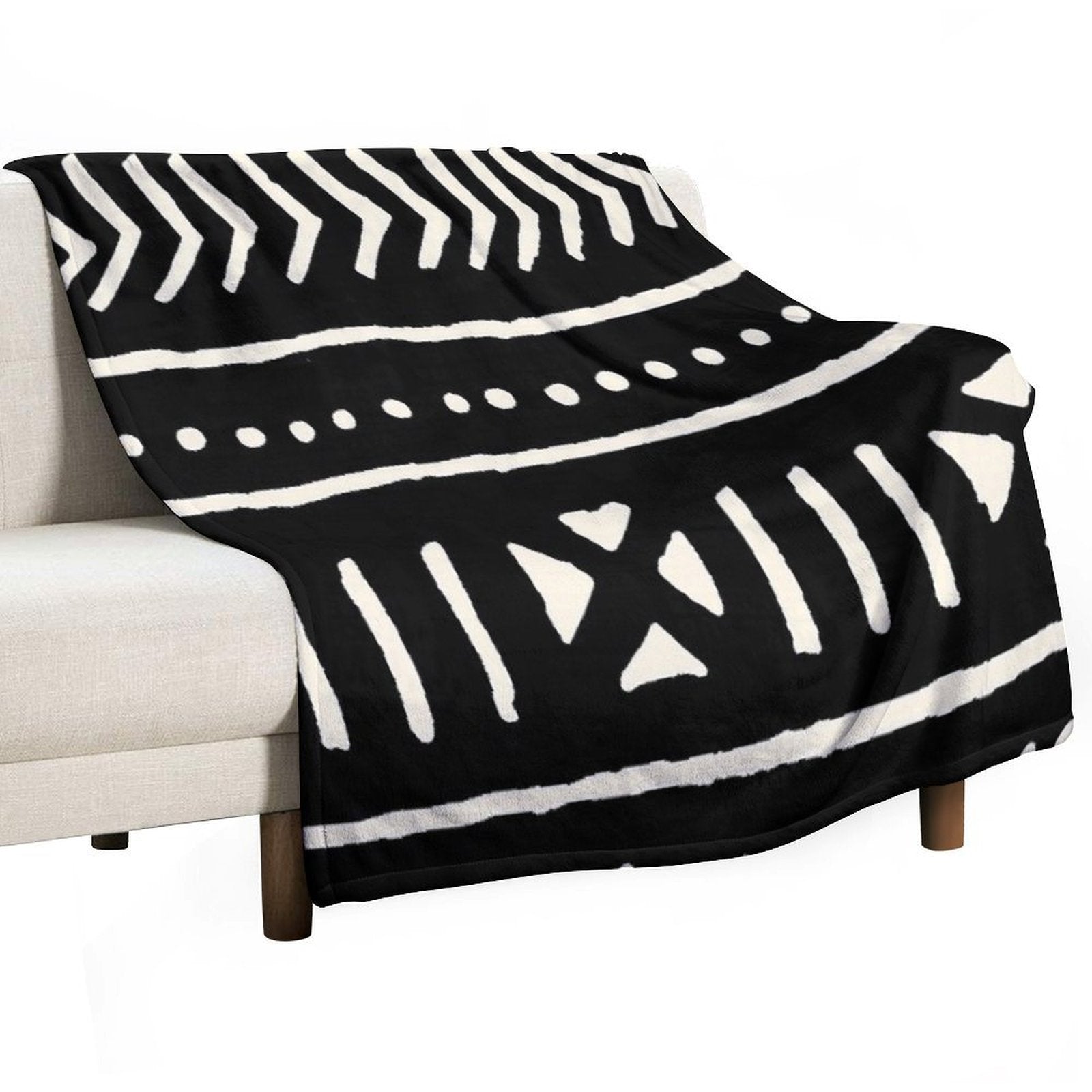 African Mud Cloth Black And White Comfort Throw Blanket