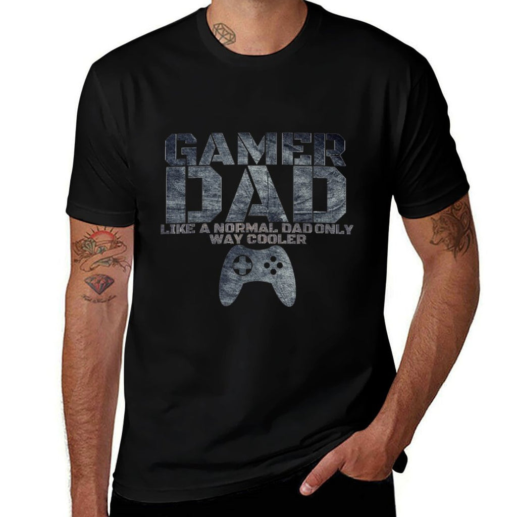 Funny Father Dad Daddy Husband Tshirt Gamer Dad  Rolled Sleeves T-Shirt