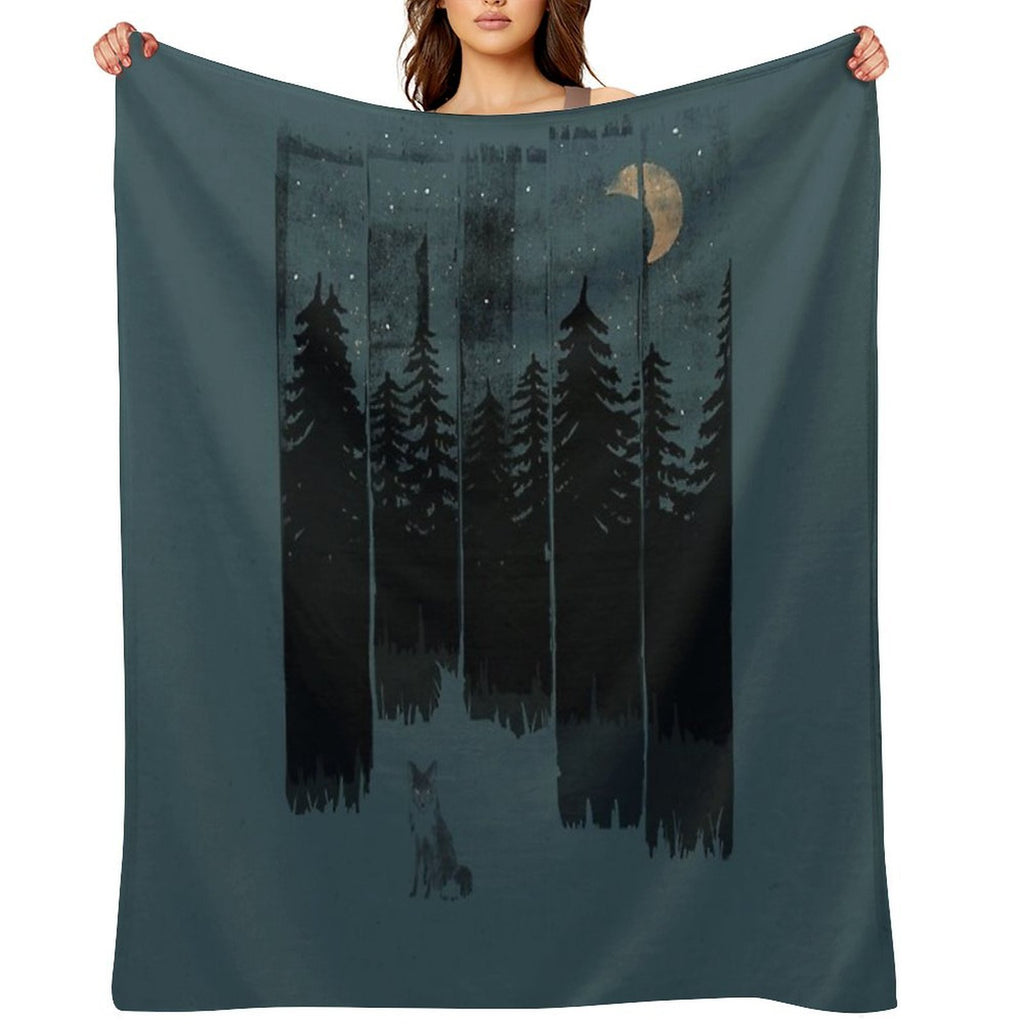 A Fox in The Wild Night Compact Throw Blanket