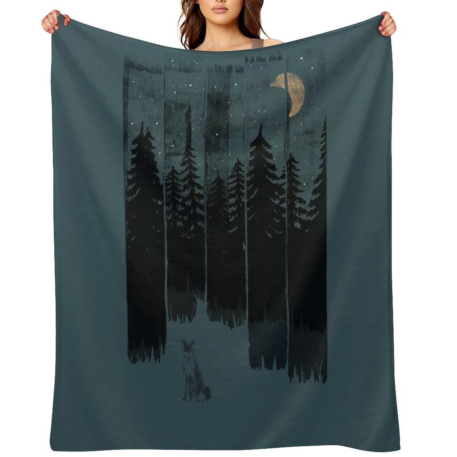 A Fox in The Wild Night Compact Throw Blanket